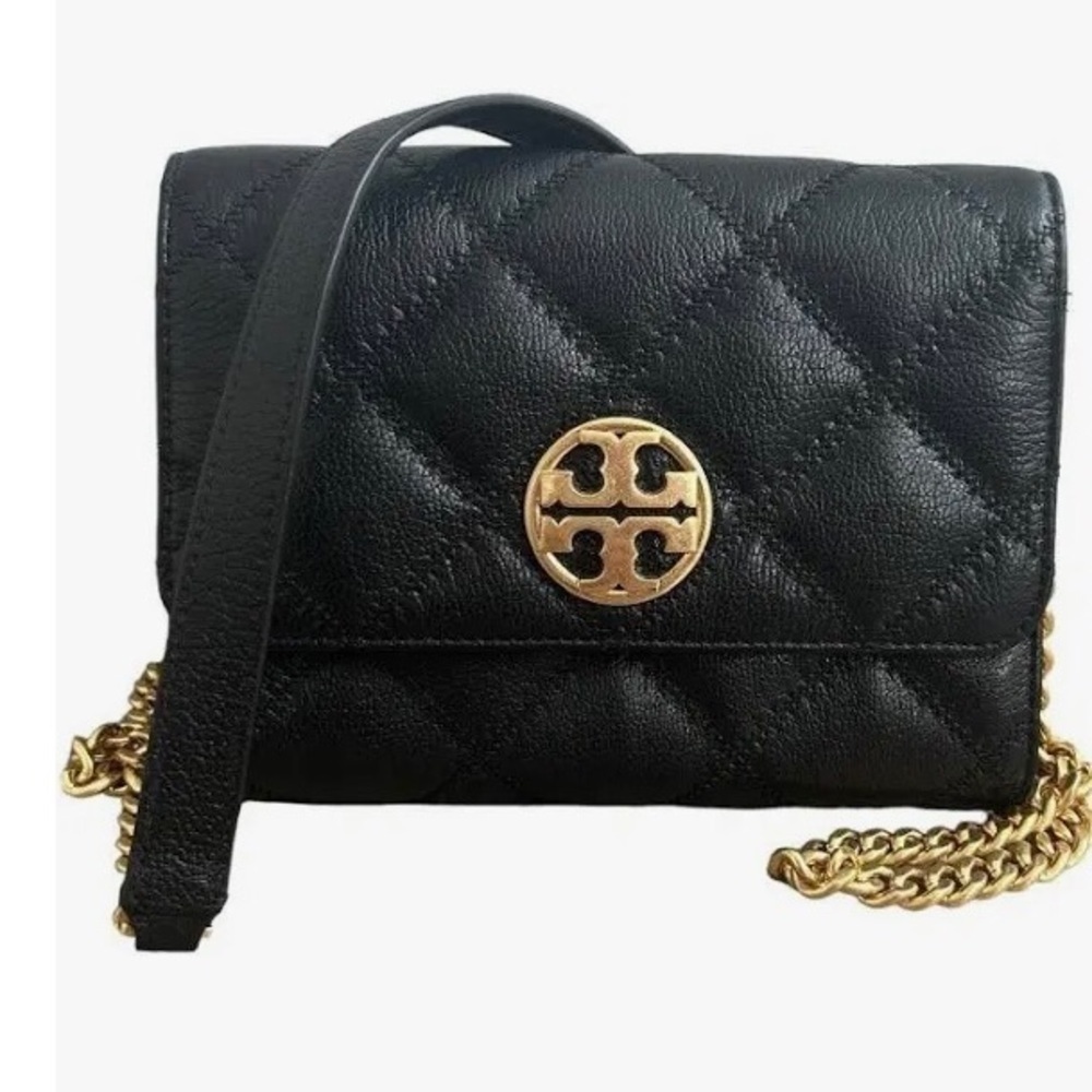 Tory Burch Willa Chain Wallet black leather quilted crossbody, BNWT
